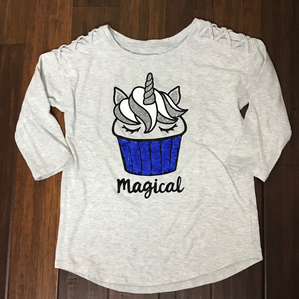 Justice unicorn cupcake flip sequin tee 8